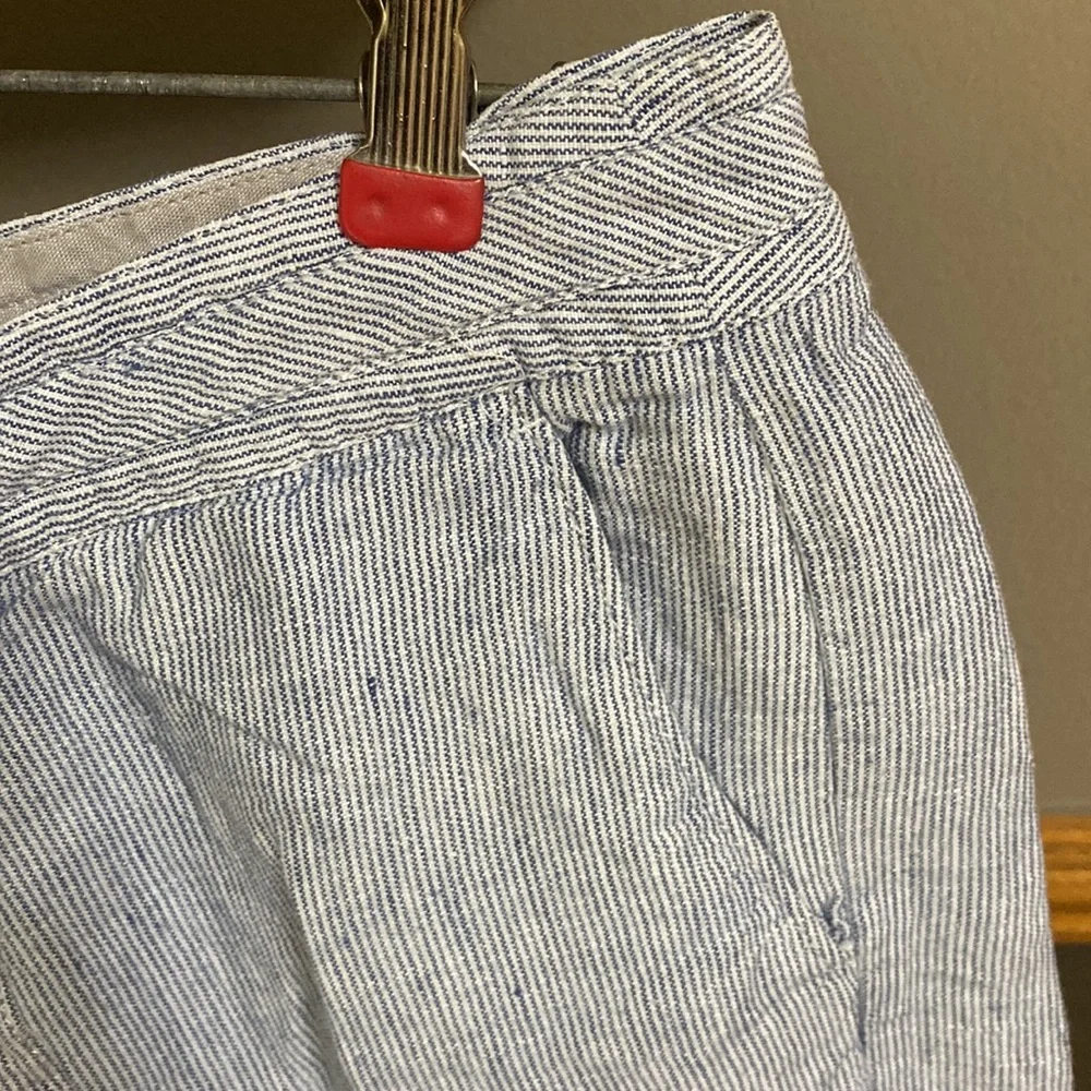 Banana Republic blue and white striped linen wide leg pants size 6
